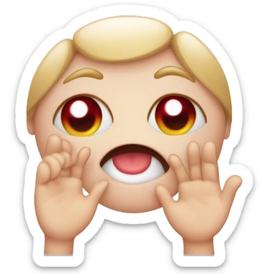  bright red, huge eyes, blushing very hard, smiling a lot and covering their hand with their mouth sticker