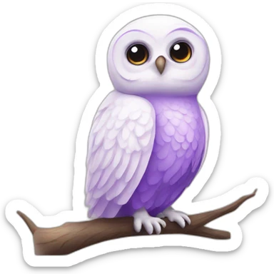 cute baby owl white purple sticker