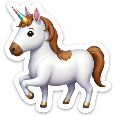 Unicorn with a dog pooping on its head sticker