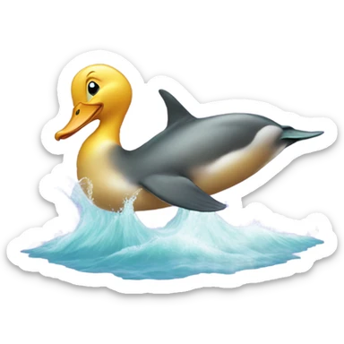 Duck riding dolphin  sticker