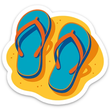 summer flip flops on sand relaxed sunny style sticker