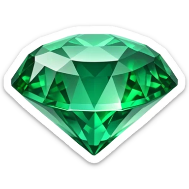 Cinematic Realistic Emerald Emoji, Deep and lush, with a vibrant green hue that catches light, creating a brilliant, sparkling effect across its polished surface. The facets of the gem catch the light in rich, deep reflections, radiating a sense of luxury and nature. Soft glowing outline, capturing the essence of natural beauty and timeless elegance in a vivid emerald. sticker