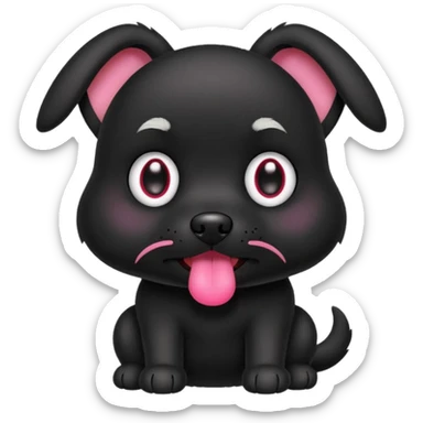 a little cute black dog saying "默默哒" sticker
