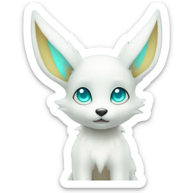 Shiny White Pastel Albino Umbreon with cyan eyes and cyan markings sticker