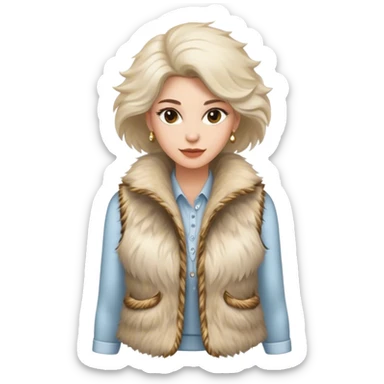 A women's vest combining a fur-like texture with a fluffy finish, radiating luxury and style sticker