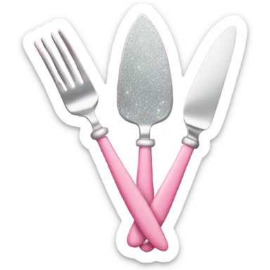 Pink knife, fork, and spoon with glitter  sticker