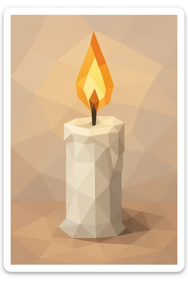 white candle, polygonal style sticker