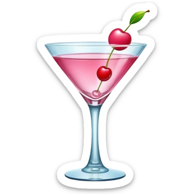 A pink martini in a V-shaped glass with a tiny cherry floating on top.
 sticker