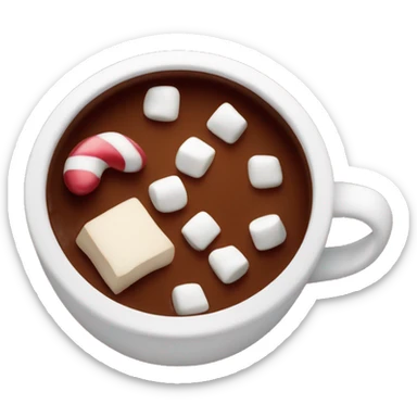 christmas burgundy colour cup with chocolate and marshmallows sticker