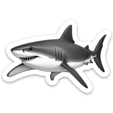 shark standing with a camouflage cap on its head,black and white,cartoon,hand-drawn sticker