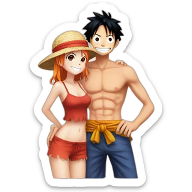 Luffy with Nami cute sticker