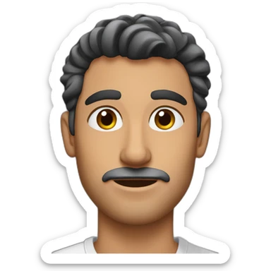 Brow hair Italian guy with covid sticker