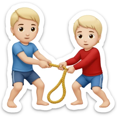 un niño pequeño y un hombre jugando al juego de tirar la soga (la soga blanca) sticker