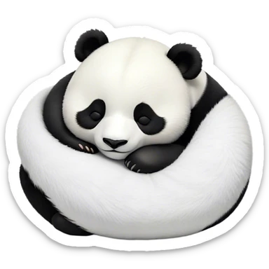 Meme-Worthy Cute Sleeping Panda Portrait Emoji, Head resting peacefully with a contented smile, showcasing a delightfully robust build and a luxuriously soft black and white Fur, eyes shut in a serene, restful nap, Simplified yet hilariously adorable features, highly detailed, glowing with a soft, drowsy light, high shine, relaxed and utterly lovable, stylized with an air of playful laziness, bright and heartwarming, soft glowing outline, capturing the essence of a comically sleepy panda, so meme-worthy it feels like it could instantly become the next viral sensation of adorable slumber! sticker