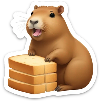 Happy Capybara with bread sticker