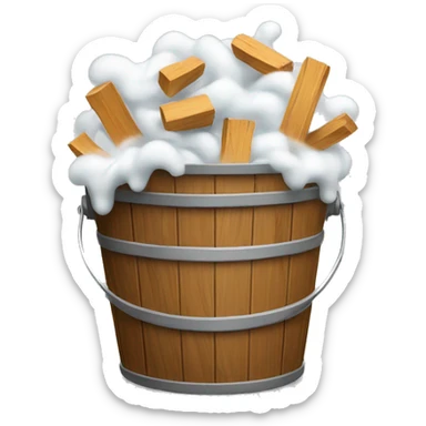 bucket in wood with overflowing foam sticker