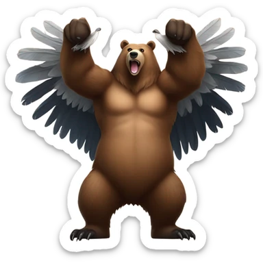 Canadian grizzly bear stepping on American eagle sticker