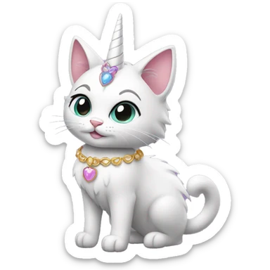 Magical princess-cat with unicorn horn and necklace full body sticker