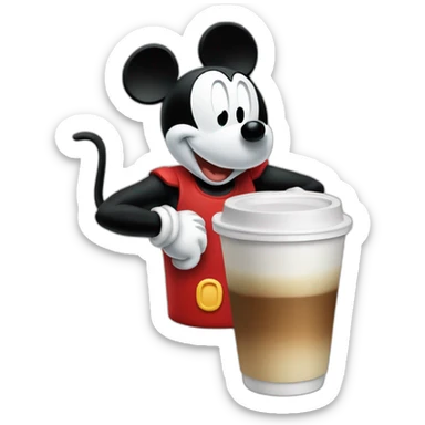 Mickey Mouse drink s coffee sticker