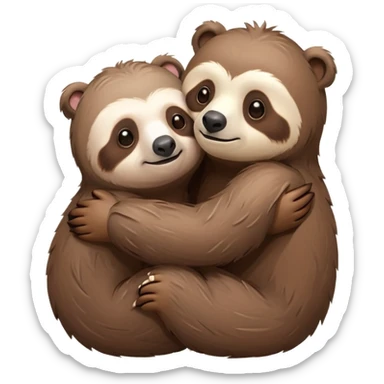 a sloth and a bear hugging sticker