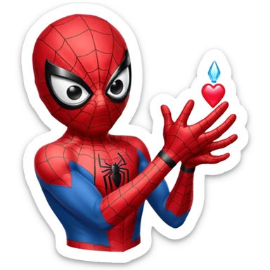 Spiderman qui met une bague a hello kity sticker