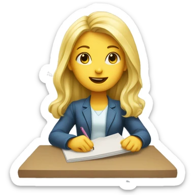 Blonde girl taking a math test   sticker