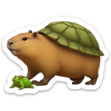 Capybara sur le dos d'une tortue sticker