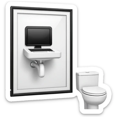 bathroom with a computer in it sticker