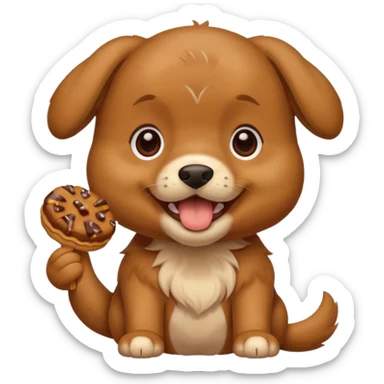 Puppy eating a treat sticker