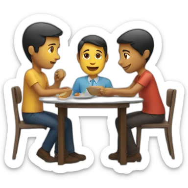 Two men and a woman at a table sticker