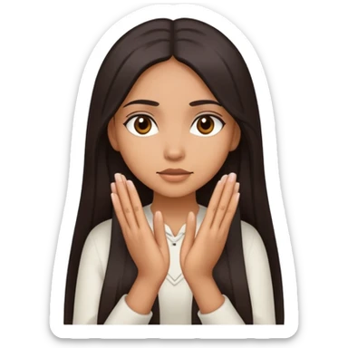 mixed girl with long straight hair rubbing her hands together with a mysterious look on her face  sticker