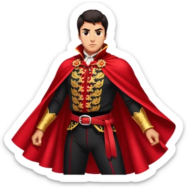 ​Cinematic Spanish Matador Holding a Red Cape, rendered with dynamic motion blur and vivid, high-contrast lighting, sticker