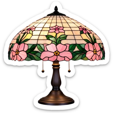 Tiffany lamp with pink sticker