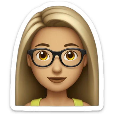 une fille avec de long cheveux noir lisse, la peau blanche ,et avec des lunette (en forme de carrer un peu déformé) assez grosse comparer a ça tête , portant un pull noir sticker