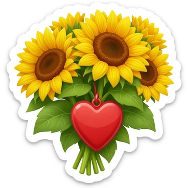 Make me a bouquet of sunflower with heart in the middle sticker