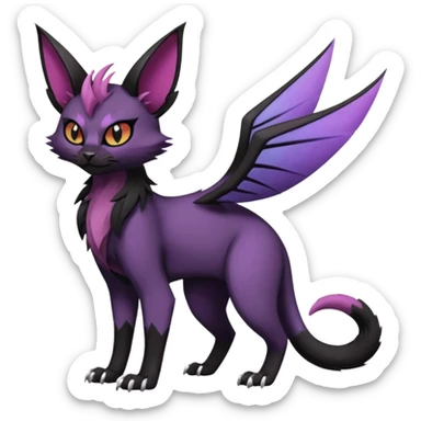 dark edgy dull pointy edgy Noivern-Noibat-Purloin-Torracat-Lykoi-Caracal-cat-Fakemon-fusion-hybrid-creature sticker