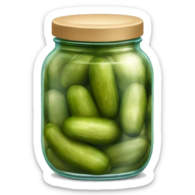 An emoji of a jar filled with pickles, showcasing the briny liquid and vibrant green pickles inside sticker