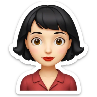 Cinematic Realistic Am√©lie Pop Culture Emoji, featuring a whimsical, charming portrayal inspired by the iconic French film rendered with delicate textures and nostalgic, soft lighting. sticker