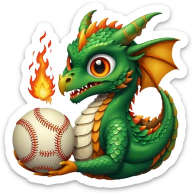 A dragon eating an owl with baseballs sticker