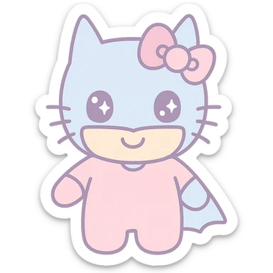 batman in a hello kitty costume, adorable and cute sticker