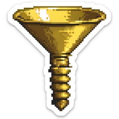 brass funnel from Create mod, Minecraft pixel art style, shiny brass color sticker