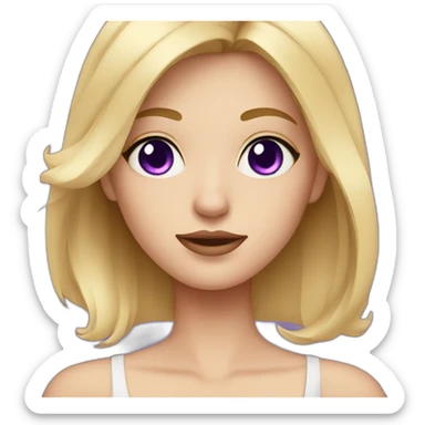 Blonde girl with violet eyes wearing a short black dress sticker