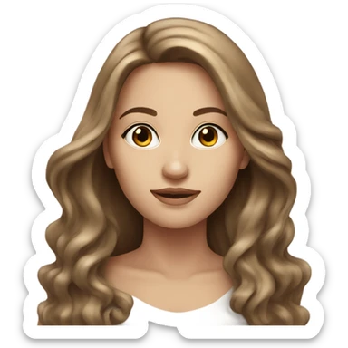 stunning beauty white woman, brown long hair sticker