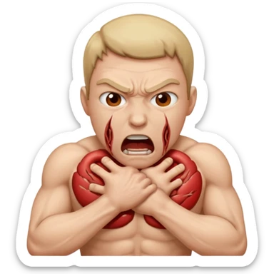 Person choking themselves with angry look an themselves sticker