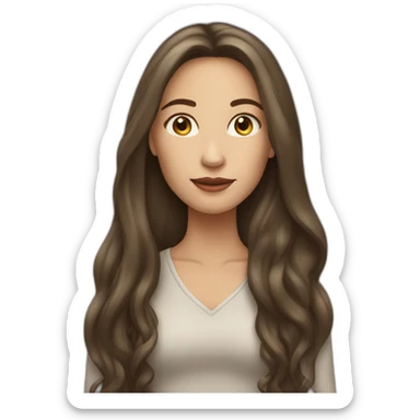 Brunnette woman with very long hair and long face light skin sticker