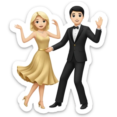 couple dancing full body man black hair woman blonde sticker