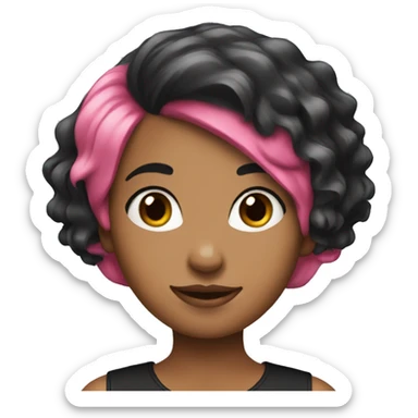 A girl with a black and dark pink skunk haircut sticker