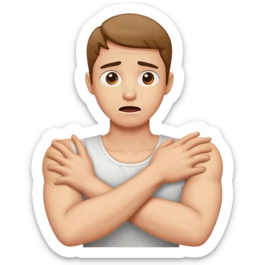 arms crossed holding neck terrified sticker