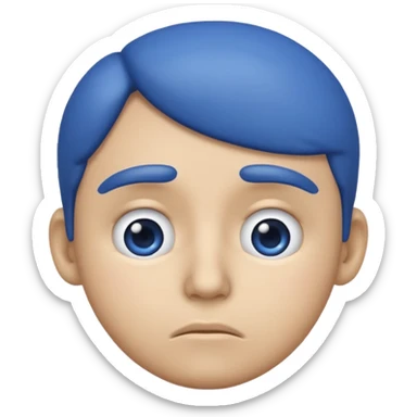 Blue emoji keeping hand in lip sticker