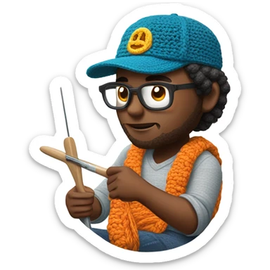 Truck driver crocheting sticker